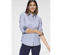 Hemdbluse KANGAROOS, Damen, Gr. 42, weiß (hellblau, weiß), Web, Obermaterial: 97% Baumwolle, 3% Elasthan, figurbetont hüftbedeckend, 1-Knopf-Manschette, Blusen Hemdbluse, mit kontrastfarbenen Details