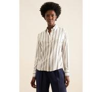 Hemdbluse SEIDENSTICKER "Schwarze Rose", Damen, Gr. 3XL (46), beige (ecru), 100% Viskose, gemustert, regular fit, ohne Ausschnitt, Blusen Hemdbluse, 1/1 Kragen Kettenprint (89299655-46) ecru