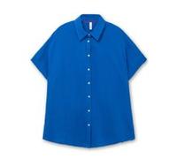Hemdbluse SHEEGO, Damen, Gr. 58, blau (kobaltblau), 100% Baumwolle, unifarben, Blusen (13608544-58) kobaltblau