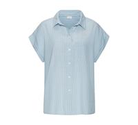 Hemdbluse LASCANA, Damen, Gr. 32/34, blau (hellblau, weiß gestreift), Web, Obermaterial: 58% Viskose, 28% Baumwolle, 14% Leinen, gestreift, figurumspielend hüftlang, V-Ausschnitt, mit Umschlag, Blusen