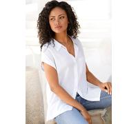 LASCANA aus Leinenmix mit Knopfleiste, Kurzarmbluse, Leinenbluse (60919918-32) weiß