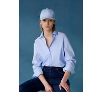 Hemdbluse LASCANA Gr. 44, blau (hellblau) Damen Blusen langarm hinten länger geschnitten, Damenbluse aus Baumwolle, klassisch-elegant (75482643-44)