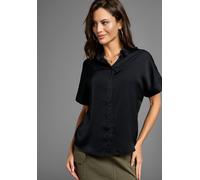 Hemdbluse LAURA SCOTT, Damen, Gr. 34, schwarz, Jersey, Obermaterial: 100% Polyester, unifarben, lässig geschnitten, Blusen Hemdbluse, in lässiger Form (31408600-34) schwarz