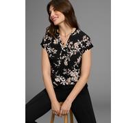 Hemdbluse LAURA SCOTT, Damen, Gr. 42, schwarz, geblümt, Jersey, Obermaterial: 100% Viskose. Rückenteil: 95% Viskose, 5% Elasthan, bedruckt, geblümt, gemustert, mehrfarbig, bequem hüftbedeckend, Rundha