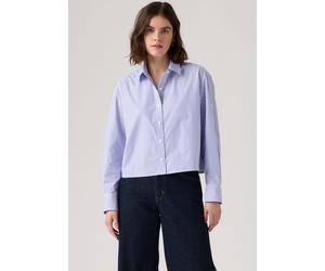 Hemdbluse LEVI'S "CROPPED HARLIE SH", Damen, Gr. XS (34), bronski stripe ampar, Web, Obermaterial: 100% Baumwolle, gestreift, weit taillenbedeckt, 1-Knopf-Manschette mit Knöpfen, Blusen Hemdbluse, Kla