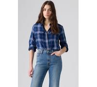 Hemdbluse LEVI'S, Damen, Gr. M (38), blau (pretty in), Web, Obermaterial: 100% Baumwolle, kariert, figurumspielend hüftbedeckend, Krempelärmel,mit Riegel Manschette krempelbar, Blusen Hemdbluse, Kremp
