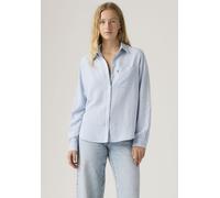 Hemdbluse LEVI'S, Damen, Gr. M (38), cannita stripe kentucky blau, Web, Obermaterial: 50% Viskose, 40% Baumwolle, 10% Leinen, unifarben, regular fit normal, Manschette, Blusen Hemdbluse, mit Brusttasc