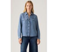 Hemdbluse LEVI'S, Damen, Gr. XS (34), chill girl, Web, Obermaterial: 100% Lyocell, used, figurumspielend hüftbedeckend, Krempelärmel,mit Riegel Manschette krempelbar, Blusen Hemdbluse, Krempelärmel mi