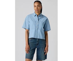 Hemdbluse LEVI'S "HARLIE SS CROPPED SHIRT", Damen, Gr. L (40), brass organ, Web, Obermaterial: 100% Baumwolle, unifarben, regular fit normal, angesetztes Bündchen, Blusen Hemdbluse, mit Taschen (31391