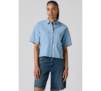 Hemdbluse LEVI'S "HARLIE SS CROPPED SHIRT", Damen, Gr. XS (34), brass organ, Web, Obermaterial: 100% Baumwolle, unifarben, regular fit normal, angesetztes Bündchen, Blusen Hemdbluse, mit Taschen (3139