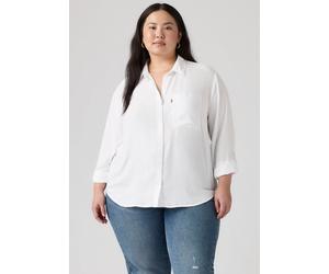 Hemdbluse LEVI'S PLUS "PLUS DARLENE SHIRT", Damen, Gr. XL (46/48), hellweiß, Web, Obermaterial: 100% Viskose, unifarben, lässig geschnitten hüftbedeckend, Rundhals, 1-Knopf-Manschette, Blusen Hemdblus