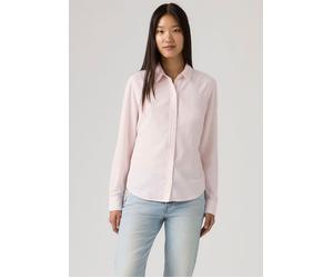 Hemdbluse LEVI'S "The Classic", Damen, Gr. XS (34), bibi stripe crystal pink cotton linen, Web, Obermaterial: 50% Viskose, 40% Baumwolle, 10% Leinen, figurumspielend hüftlang, 1-Knopf-Manschette mit S