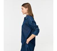 Hemdbluse MAC, Damen, Gr. XL, simply blau wash, Denim/Jeans, Obermaterial: 50% Baumwolle, 50% Lyocell, unifarben, regular fit normal, Manschette, Blusen Hemdbluse, mit Hemdkragen (33571725-XL) simply