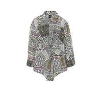 Hemdbluse MADELEINE "Bluse Bedruckte Bluse mit Knoten-Effekt und 3/4-Ärmeln", Damen, Gr. 40, weiß (wollweiß, multicolor), Obermaterial: 65% Viskose CV. 35% Seide silk., Blusen Hemdbluse (83729527-40)