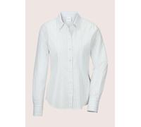 Hemdbluse MADELEINE "Bluse Hemdbluse mit Streifen", Damen, Gr. 46, weiß (weiß, rauchblau), Obermaterial: 100% Baumwolle CO., Blusen Hemdbluse (82182336-46) weiß, rauchblau