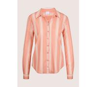 Hemdbluse MADELEINE "Bluse Langarm Streifenbluse mit Hemdkragen", Damen, Gr. 34, orange (puderrosé, apricot, multicolor), Obermaterial: 98% Polyester PES. 2% Elasthan EL., Modern, normal, Blusen Hemdb