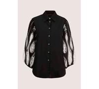 Hemdbluse MADELEINE "Bluse Lange Hemdbluse mit Lochstickerei", Damen, Gr. 44, schwarz (schwarz, weiß), Obermaterial: 100% Baumwolle CO., Blusen Hemdbluse (11028326-44) schwarz, weiß