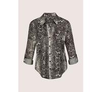 Hemdbluse MADELEINE "Bluse Lange Hemdbluse mit Unikat-Print", Damen, Gr. 40, weiß (perlweiß, multicolor), Obermaterial: 100% Polyester PES., Modern, normal, Blusen Hemdbluse (67719365-40) perlweiß, mu