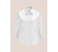 Hemdbluse MADELEINE "Bluse Satin-Bluse mit Ärmelschleifen", Damen, Gr. 36, weiß, Obermaterial: 98% Baumwolle CO. 2% Elasthan EL., Blusen Hemdbluse (98941033-36) weiß