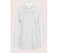 Hemdbluse MADELEINE "Bluse Sportive Bluse im Materialmix", Damen, Gr. 42, weiß, Modern, slim fit, V-Ausschnitt, Blusen Hemdbluse (86613746-42) weiß