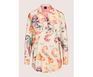 Hemdbluse MADELEINE "Hemdbluse Baumwollbluse mit Paisley-Muster", Damen, Gr. 34, weiß (weiß, himbeersorbet, multicolor), Obermaterial: 100% Baumwolle CO., Modern, gerade, Blusen Hemdbluse, Hemd mit Rü