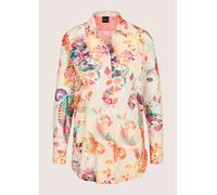 Hemdbluse MADELEINE "Hemdbluse Baumwollbluse mit Paisley-Muster", Damen, Gr. 46, weiß (weiß, himbeersorbet, multicolor), Obermaterial: 100% Baumwolle CO., Modern, gerade, Blusen Hemdbluse, Hemd mit Rü