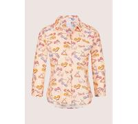 Hemdbluse MADELEINE "Hemdbluse Druckbluse mit Brillen-Muster", Damen, Gr. 34, orange (pfirsich, multicolor), Obermaterial: 100% Baumwolle CO., Modern, tailliert, Blusen Hemdbluse, Bluse mit Unikatdruc