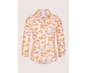 Hemdbluse MADELEINE "Hemdbluse Druckbluse mit Brillen-Muster", Damen, Gr. 42, orange (pfirsich, multicolor), Obermaterial: 100% Baumwolle CO., Modern, tailliert, Blusen Hemdbluse, Bluse mit Unikatdruc