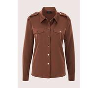 Hemdbluse MADELEINE "Hemdbluse Jerseybluse mit Brusttaschen", Damen, Gr. 34, braun (marone), Obermaterial: 97% Polyester PES. 3% Elasthan EL., Blusen Hemdbluse (57811805-34) marone