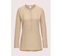 Hemdbluse MADELEINE "Seidenhemd Luxuriöse Bluse mit kragenlosem Design", Damen, Gr. 42, beige (cappuccino), Obermaterial: 100% Seide silk., Modern, Blusen Hemdbluse (63056155-42) cappuccino