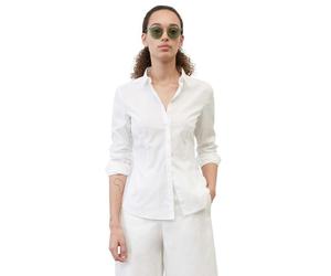 Hemdbluse MARC O'POLO "Blouse, kent collar, long sleeved, slim fit, classic style", Damen, Gr. 36, weiß, Web, Obermaterial: 96% Baumwolle, 4% Elasthan, slim fit, Blusen Hemdbluse (23216034-36) weiß