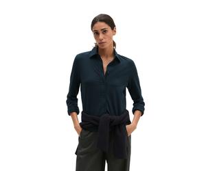 Hemdbluse MARC O'POLO, Damen, Gr. XL, blau (martime blau), Jersey, Obermaterial: 95% Baumwolle, 5% Elasthan, unifarben, regular fit hüftlang, 2-Knopf-Manschette, Blusen Hemdbluse, aus Stretch-Baumwoll