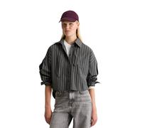 Hemdbluse MARC O'POLO DENIM, Damen, Gr. L, grau (dunkelgrau), Popeline, Obermaterial: 100% Baumwolle, gestreift, taillenbedeckt, 1-Knopf-Manschette, Blusen Hemdbluse, mit Schluppe, Papertouch-Popeline