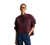 Hemdbluse MARC O'POLO DENIM, Damen, Gr. XL, rot (dunkelrot), Popeline, Obermaterial: 100% Baumwolle, gestreift, taillenbedeckt, 1-Knopf-Manschette, Blusen Hemdbluse, mit Schluppe, Papertouch-Popeline
