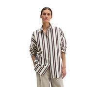 Hemdbluse MARC O'POLO "oversized aus reinem Organic Cotton", Damen, Gr. 40, sanftes weiß, Web, Obermaterial: 100% Baumwolle, gestreift, oversize Po-bedeckend, 1-Knopf-Manschette, Blusen Hemdbluse (541