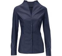 Langarmbluse HEINE, Damen, Gr. 50, blau (marine), 97% Baumwolle, 3% Elasthan, unifarben, V-Ausschnitt, Blusen (69776642-50) marine