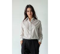 Hemdbluse MELROSE, Damen, Gr. 46, weiß, Web, Obermaterial: 97% Baumwolle, 3% Elasthan, unifarben, figurbetont Po-bedeckend, Ärmel mit Ärmelschlitz 1-Knopf-Manschette, Blusen Hemdbluse (67917322-46) we