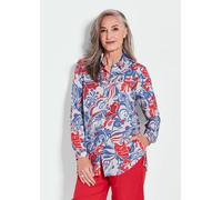 Hemdbluse GOLDNER "Kurzgröße Floralbedruckte Hemdbluse, Hemdkragen", Damen, Gr. 24, rot (rot, blau, gemustert), Obermaterial: 100% Viskose CV., figurumspielend, Manschette, Blusen Hemdbluse, Alloverdr