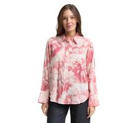 Hemdbluse TOM TAILOR, Damen, Gr. 42, rot brushed flow, Web, Obermaterial: 53% Baumwolle, 47% Modal, bedruckt, gemustert, regular fit Po-bedeckend, Manschette, Blusen Hemdbluse, mit Muster (89220829-42