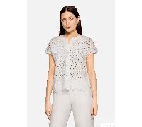 Hemdbluse BETTY & CO "Damen mit Stickerei", Damen, Gr. 42, weiß, Obermaterial: 100% Polyester, 100% Baumwolle, gerade normal, Rundhals, Blusen Hemdbluse (81708539-42) weiß