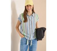 Kurzarmbluse CECIL, Damen, Gr. XXL (46), bunt (light sky blau), Stoff, 100% Viskose, gestreift, normal normal, V-Ausschnitt, abgesteppt, Blusen, aus softer Viskose (56036119-XXL) light sky blau