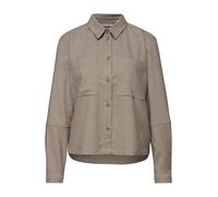 Langarmbluse STREET ONE, Damen, Gr. 40, light terra mocha meliert, Stoff, 63% Polyester, 34% Viskose, 3% Elasthan, unifarben, normal normal, V-Ausschnitt, Bündchen, Blusen, mit Brusttaschen (72293129-