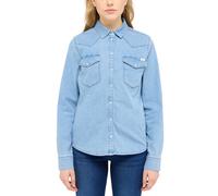 Hemdbluse MUSTANG "Damen Style Cody Denim Shirt", Damen, Gr. 44, blau (blau 400), Denim/Jeans, 98% Baumwolle, 2% Elasthan, unifarben, slim fit, Blusen Hemdbluse (97355358-44)