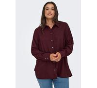 Hemdbluse ONLY CARMAKOMA "CARBAY LS SHIRT WVN BF", Damen, Gr. 44, rot (winetasting), Web, Obermaterial: 100% Polyester, unifarben, Blusen Hemdbluse (31920145-44) winetasting