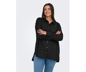 Hemdbluse ONLY CARMAKOMA "CARBAY LS SHIRT WVN BF", Damen, Gr. 46, schwarz, Web, Obermaterial: 100% Polyester, unifarben, Blusen Hemdbluse (88357808-46) schwarz