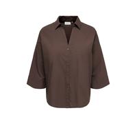 Hemdbluse ONLY CARMAKOMA "CARSAJA KERI 3/4 SHIRT WVN NOOS", Damen, Gr. 44, coffee bean, Web, Obermaterial: 100% Baumwolle, unifarben, regular fit normal, V-Ausschnitt, Blusen Hemdbluse, Baumwolle, reg