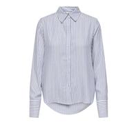Hemdbluse ONLY "ONLBERIT LIFE L/S SHIRT WVN", Damen, Gr. S, blau (cloud dancer stripes:anni blau stripe), Web, Obermaterial: 100% Viskose, gestreift, regular fit Po-bedeckend, Manschette, Blusen Hemdb