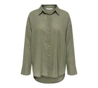 Hemdbluse ONLY "ONLBRUXELLES V- LS LIN BL SHIRT PNT NOOS", Damen, Gr. L, mulled basil, Web, Obermaterial: 55% Leinen, 45% Viskose, unifarben, regular fit Po-bedeckend, Blusen Hemdbluse, mit Leinen (28