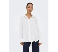 Hemdbluse ONLY "ONLBRUXELLES V- LS LIN BL SHIRT PNT NOOS", Damen, Gr. XS, weiß (hellweiß), Web, Obermaterial: 55% Leinen, 45% Viskose, unifarben, regular fit Po-bedeckend, Blusen Hemdbluse, mit Leinen