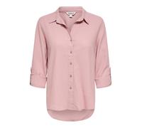 Hemdbluse ONLY "ONLGOA 3/4 STRAP LINEN BL SHIRT CC PNT", Damen, Gr. XS, burnished lila, Web, Obermaterial: 70% Viskose, 30% Leinen, unifarben, loose fit Po-bedeckend, Blusen Hemdbluse, mit Leinen, ums